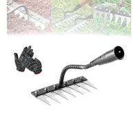 Gardenia Iron Weeding Rake, Iron Rake 2.0, IronRake for Gardening and Weeding, Tools for Backyard Lawn Loosening, Gardening Hand Weeder Tools (7 Teeth)