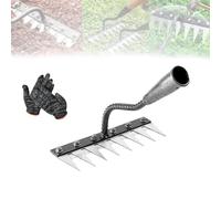 Gardenia Iron Weeding Rake, Iron Rake 2.0, IronRake for Gardening and Weeding, Tools for Backyard Lawn Loosening, Gardening Hand Weeder Tools (8 Teeth)