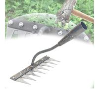 Gardenia Iron Weeding Rake, IronWeedingRake with Handle, Iron Weeding Rake for Dethatching,Gardening and Backyard Lawn Loosening (8 Teeth)