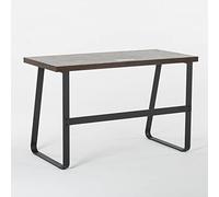 GARDENIA Kenya Bianco Scrivania Lineare, Acciaio, Nero-Top Noce, 120 x 60 x 75