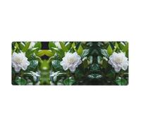 Gardenia Pattern - Tappetino per tastiera e mouse oversize, 30,5 x 80 cm, design Lock-Edge, antiscivolo e resistente all'usura,
