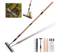 Gardenia - Rastrello in ferro con manico 3.0, rastrello in ferro resistente per giardinaggio e diserbo, strumento per rimuovere erbacce da giardino a 9 denti, strumento per rimuovere le erbacce