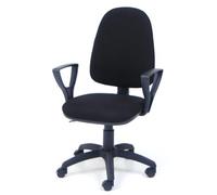 Gardenia Sagomata Sedia Poltrona Ufficio Operativa Girevole con Braccioli Casa Studio Nera, Tessuto, Unica