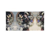 Gardenia - Striscione versatile con stampa di fiori e uccelli, decorazioni per eventi, Ringraziamento, feste di compleanno e altro ancora