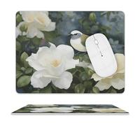 Gardenia - Tappetino per mouse con fiori e uccelli, impermeabile e antiscivolo, portatile, comodo tappetino per mouse per desktop, casa, ufficio, laptop