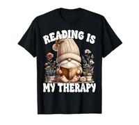 Gardening Grandpa GNOME Book Graphic Reading Is My Therapy Maglietta