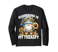 Gardening Is My Therapy Floral Sunflower Gnome For Summer Maglia a Manica
