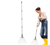 Gardening Rake, 15-Tines Grass Rakes, Ergonomic Hand Weeding Tool, Rust-Proof Steel Head, Efficient Garden Cleaning and Soil Loosening, For Lawn Care, Yard Work, Landscaping, and Outdoor Maintenance