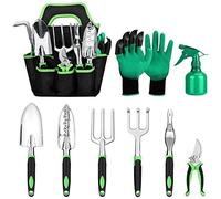 Gardening Tool Set 9Pcs Aluminum Garden Hand Tools Set Heavy Duty with Garden Gloves Organizer Tote Bag for Garden Lovers Garden Gift