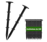 GARDENIX - 100 picchetti in plastica da 15 cm - Ø 3 cm per teli di controllo delle erbacce, tende, campeggio, fissaggio extra resistente - Picchetti resistenti ai raggi UV