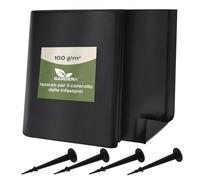 GARDENIX 16 m² - Tessuto non tessuto per erbacce con 50 ancore, 16 m² (0,8 m x 20 m), permeabile all'acqua 100 g/m², colore nero, resistente ai raggi UV, per aiuole rialzate, pellicola protettiva per