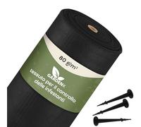GARDENIX 40 m² - Tessuto Non Tessuto per Erbacce con 50 Ancore, 40 m² (0,8 m x 50 m), permeabile all'Acqua 80 g/m², Colore Nero, Resistente ai Raggi UV, per aiuole Rialzate, Protezione dalle Erbacce
