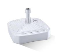 GARDENIX Base per ombrellone Quadrato Bianco Effetto Rattan in plastica Riempito con Sabbia, Acqua, Ghiaia in Giardino, Spiaggia, terrazza, ombrellone portaombrelli