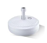 GARDENIX Base per ombrellone, Rotondo, Bianco, Effetto Rattan, in plastica, riempibile con Sabbia, Acqua, Ghiaia in Giardino, Spiaggia, terrazzo, portaombrelli