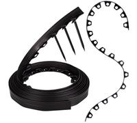 GARDENIX Bordo flessibile in plastica, nero, 10 m, 20 ancore, altezza 4 cm, resistente alle intemperie, bordo rotondo per aiuole, per giardini e robot tosaerba