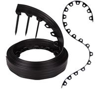 GARDENIX Bordo flessibile in plastica, nero, 10 m, 20 ancore, altezza 8 cm, resistente alle intemperie, bordo rotondo per aiuole, per giardini e robot tosaerba
