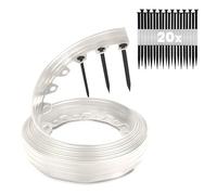 GARDENIX Bordo flessibile in plastica, resistente alle intemperie, per aiuole, rotondo, 10 m, 20 ancore, altezza 8 cm