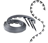 GARDENIX Bordo flessibile per prato, in plastica, grigio, 10 m, 20 ancore, 4 cm, resistente alle intemperie, rotondo, per aiuole, per giardini e robot tosaerba