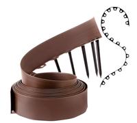 GARDENIX Bordo flessibile per prato, in plastica, marrone, 10 m, 20 ancore, altezza 10 cm, resistente alle intemperie, bordo rotondo per aiuole, per giardini e robot tosaerba