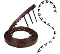 GARDENIX Bordo flessibile per prato in plastica, marrone, 10 m, 20 ancore, altezza 4 cm, resistente alle intemperie, bordo rotondo per aiuole, per giardini e robot tosaerba