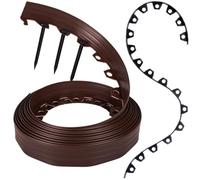 GARDENIX Bordo flessibile per prato in plastica, marrone, 10 m, 20 ancore, altezza 8 cm, resistente alle intemperie, bordo rotondo per aiuole, per giardini e robot tosaerba