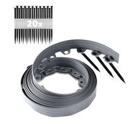 GARDENIX Bordo flessibile per prato, in plastica, resistente alle intemperie, rotondo, 10 m, 20 ancore, altezza 10 cm