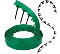 GARDENIX Bordo flessibile per prato, in plastica, resistente alle intemperie, rotondo, per aiuole, 10 m, 20 ancore, altezza 6 cm, per giardini e robot tosaerba
