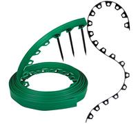 GARDENIX Bordo flessibile per prato in plastica, verde, 10 m, 20 ancore, altezza 4 cm, resistente alle intemperie, bordo rotondo per aiuole, per giardini e robot tosaerba