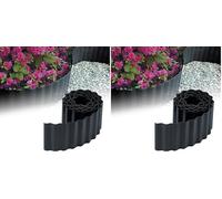 GARDENIX Bordo per Aiuola Ondulato Bordo per Prato Bordo per Aiuola in Plastica Lunghezza 9 m, Altezza 15 cm, Colore Antracite (Confezione da 2)