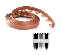 GARDENIX LineBORDER - Bordo flessibile in plastica, 20 ancore, lunghezza 10 m, altezza 4 cm (10 metri, altezza = 6 cm + 20 ancore, marrone chiaro)…
