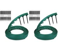 GARDENIX LineBORDER - Bordo flessibile in plastica, 20 ancore, lunghezza 10 m, altezza 6 cm, colore: Verde (Confezione da 2)