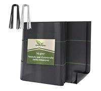 GARDENIX Tessuto Non Tessuto per Erbacce con 50 Ancore, 12 m² (0,8 m x 15 m), permeabile all'Acqua, 70 g/m², Nero, Resistente ai Raggi UV, Protezione dalle Erbacce, Tessuto sottoscocca