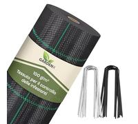 GARDENIX Tessuto Non Tessuto per Erbacce con 50 Ancore, 160 m² (1,6 m x 100 m), permeabile all'Acqua 100 g/m², Nero, Resistente ai Raggi UV, Protezione dalle Erbacce
