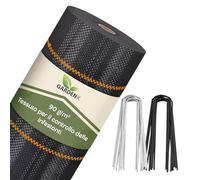 GARDENIX Tessuto Non Tessuto per Erbacce con 50 Ancore, 160 m² (1,6 m x 100 m), permeabile all'Acqua 90 g/m², Colore Nero, Resistente ai Raggi UV, Protezione dalle Erbacce, Pellicola per Suolo