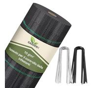 GARDENIX Tessuto non tessuto per erbacce con 50 ancore, 320 m² (3,2 m x 100 m), permeabile all'acqua, 70 g/m², nero, resistente ai raggi UV, protezione dalle erbacce