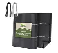 GARDENIX Tessuto non tessuto per erbacce con 50 ancore, 8 m² (1,6 m x 5 m), permeabile all'acqua 135 g/m², nero, resistente ai raggi UV, protezione dalle erbacce, tessuto sottoscocca