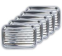 Gardenko Set di 5 ciotole per barbecue in acciaio inox, 35 x 24 cm, riutilizzabili con fori per verdure, carne e pesce, cestino per barbecue a gas e carbonella, lavabili in lavastoviglie, antiruggine