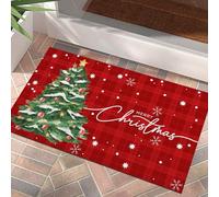 GardEssere Zerbino natalizio con albero di Natale a quadri, per interni ed esterni, antiscivolo, zerbino di benvenuto per ingresso, bagno, cucina, decorazioni natalizie