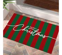 GardEssere Zerbino natalizio con scritta "Merry Christmas" a righe rosse e verdi, per interni ed esterni, antiscivolo, zerbino di benvenuto per ingresso, bagno, cucina, decorazioni natalizie