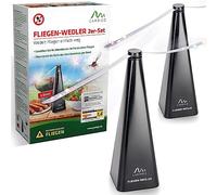 GARDIGO® 2x Repellenti per Mosche | Ventilatore Anti Mosche | Scacciamosche da Tavolo con Gancio | Scaccia Mosche da Cibo | Antimosche | Uso Esterno, Interno | Repellente Insetti | Trappola Moscerini