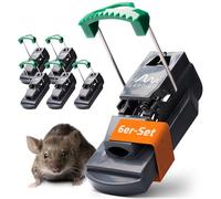 GARDIGO® Set 6 Trappole per Topi | Trappola in Plastica Riutilizzabile e Facile da Pulire | Meccanismo di Precisione con Scomparto Esche per Topi Extra Profondo | Soluzione Efficace e Sicura