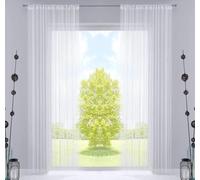 Gardinenbox 2er Set Fadengardinen con Passante per Tunnel e Nastro Arricciato, Adatto per aste binari per Tende. Divisorio Fadenstores 20303CN2, 100% Poliestere, Bianco, HxB 250x140 cm