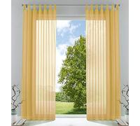 Gardinenbox 61000CN - Set di 2 tende trasparenti per soggiorno, in voile, con chiusura a nastro, 245 x 140 cm, colore: Giallo