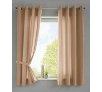 Gardinenbox Berlino 20405N2 - Set di 2 tende con occhielli, 175 x 140 cm (altezza x larghezza), colore: sabbia, opaca, in microfibra