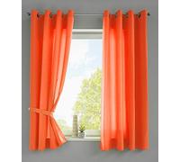 Gardinenbox Berlino 20405N2 - Set di 2 tende con occhielli, 175 x 140 cm, colore arancione, opache, in microfibra satinata, permeabile alla luce, tinta unita opaca