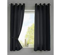 Gardinenbox Berlino 20405N2 - Set di 2 tende con occhielli, 175 x 140 cm, colore nero, opaco, in micro raso, traslucido