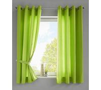 Gardinenbox Berlino 20405N2 - Set di 2 tende con occhielli, 175 x 140 cm, colore: verde mela, opache, in microfibra