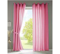 Gardinenbox Berlino 20405N2 - Set di 2 tende con occhielli, 225 x 140 cm (altezza x larghezza), in microsatin, lascia passare la luce, tinta unita, colore: rosa opaco