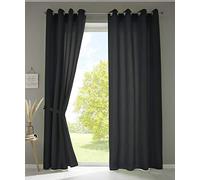 Gardinenbox Berlino 20405N2 - Set di 2 tende con occhielli, 225 x 140 cm, colore nero, opaco, in micro raso, traslucido