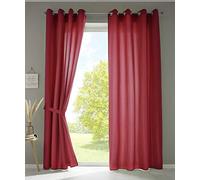 Gardinenbox Berlino 20405N2 - Set di 2 tende con occhielli, 245 x 140 cm (altezza x larghezza), colore bordeaux, opachi, traslucide